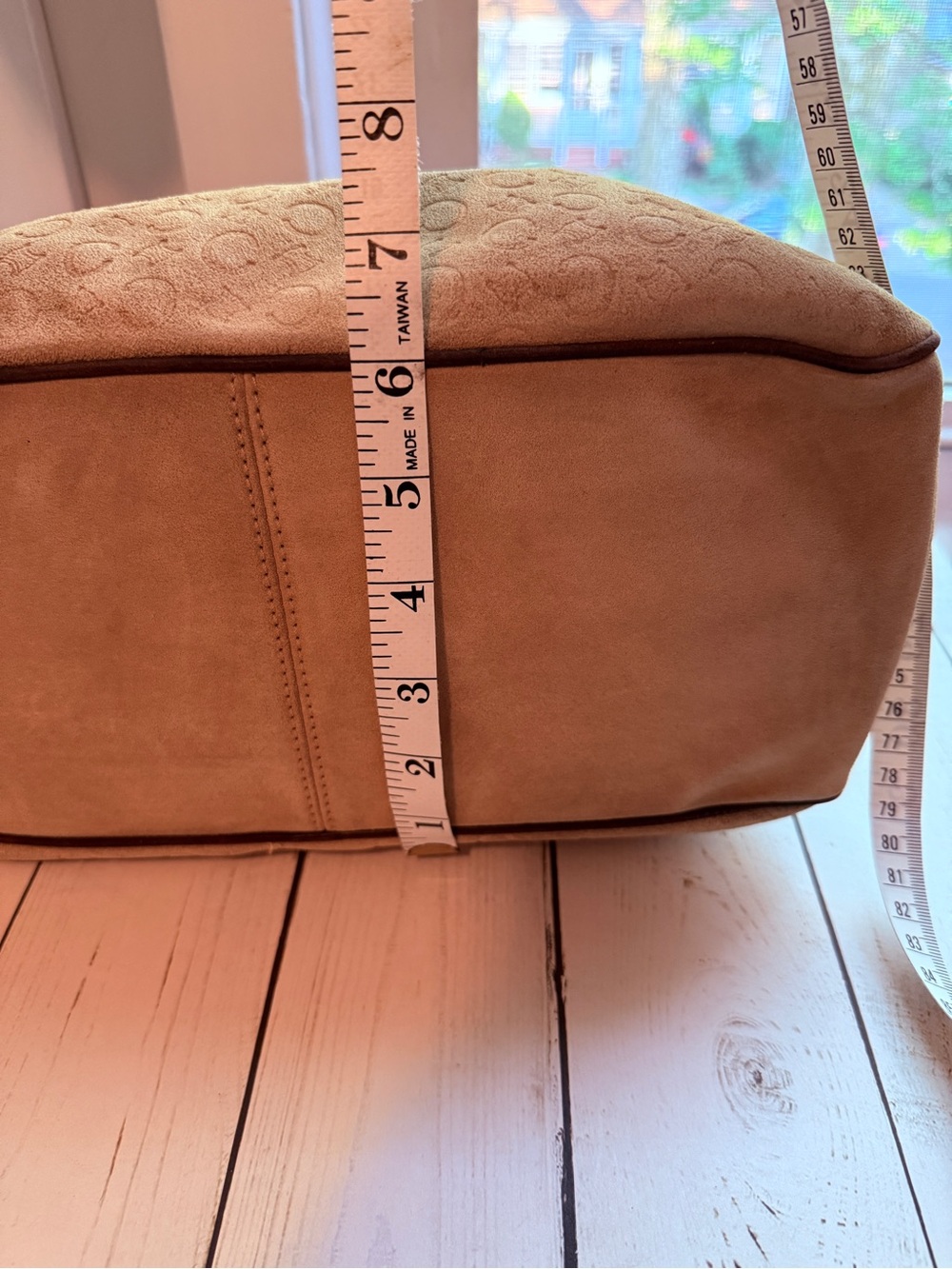 Celine | Vintage Boogie Bag in Tan C Macadam Embossed Suede - Picture 15 of 15